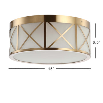 Cadence Drum Metal/Glass Flush Mount - JONATHAN Y
